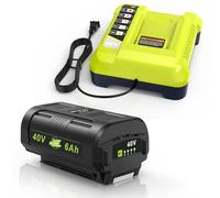 OP401 Charger + OP4060 40V Max 6000mAh Battery Set for Ryobi Tools OP4015 OP4026 OP4030 OP4040 OP4050 OP4060 OP4011 OP4031 Fast Charging & High Capacity