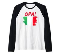 OPA! Funny Traditional Greek Italian Flag Quote Raglan Baseball Tee