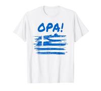 OPA! Funny Traditional Greek Party Quote & Flag of Greece Value Graphic T-Shirt, Men, White, L