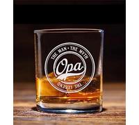 Opa The Man The Myth The Legend Whiskey Glass, Gifts For Grandfather, Papa, Dad, Him, Christmas, Birthday, Father's Day For Opa From Daughter, Son
