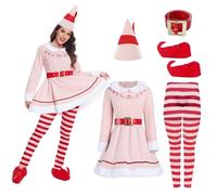 OPAEHJF Elf Costume for Women, Christmas Cosplay Costume Full Set (L)