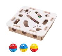 Opaeroo Cat Scratch Puzzle Enrichment Box, With 3 Bell Balls And Cats Funny Stick, Easy To Disassemble And Clean With Mortise And Tenon Structure white Square