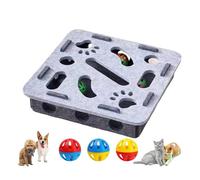Opaeroo Cat Scratch Puzzle Enrichment Box, with 3 Bell Balls and Cats Funny Stick, Features Mortise and Tenon Structure for Easy Cleaning gray Square