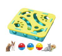 Opaeroo Cat Scratch Puzzle Enrichment Box, with 3 Bell Balls and Cats Funny Stick, Features Mortise and Tenon Structure for Easy Cleaning yellow Square