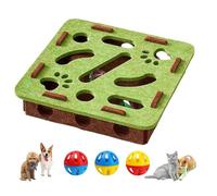 Opaeroo Cat Scratch Puzzle Enrichment Box, with 3 Bell Balls and Cats Funny Stick, Features Mortise and Tenon Structure for Easy Cleaning green Square
