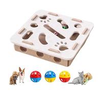 Opaeroo Cat Scratch Puzzle Enrichment Box, with 3 Bell Balls and Cats Funny Stick, Features Mortise and Tenon Structure for Easy Cleaning white Square