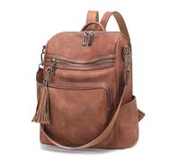 OPAGE Leather Backpack Purse for Women Fashion Tassel Ladies Shoulder Bags Designer Large Travel Backpack Bags, 0-1 Brown, 13-in Height, Daypack Backpacks