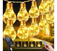 OPAHUTER 16.4Ft Solar Lights Outdoor Garden, 10 LED Shatterproof Bulbs Hemp Rope Solar Festoon Lights, 149 LEDs 8 Modes String Festoon Light for Outside Party Backyard Patio Christmas Decoration (5M)