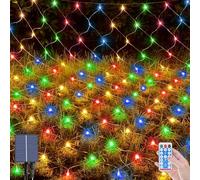 OPAHUTER 198LEDs Solar Net Lights Outdoor, 6.6 x 9.8 Ft Waterproof Mesh Fairy Lights with 8 Modes, Remote Control, Copper Wire Net Lights for Christmas Tree Lawn Fence Bushes Wall