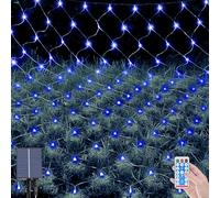 OPAHUTER 96LEDs Solar Net Lights Outdoor, 4.9 x 4.9 Ft Mesh Fairy Lights, Waterproof Net Lights with 8 Modes, Remote Control, Copper Wire Net Lights for Christmas Tree Lawn Fence Bushes Wall