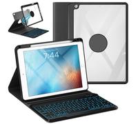 OPAKIT Keyboard Case for iPad 9.7 6th 2018/5th gen 2017/ Air 2-7 Color Wireless Backlit Keyboard - Detachable Slim Folio Cover with Pencil Holder (Black)
