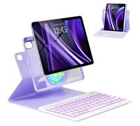 OPAKIT Magnetic Keyboard Case for iPad Air-5th Air-4th Generation 10.9 inch Pro 11 1st/2nd/3rd/4th, 7 Color Backlight BT Keyboard Folio with Pencil Holder 2022 2021 2020 2018, Purple