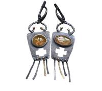Opal Asymmetric Drop Earrings, Antique Hollow Cross Dangle Earrings for Women - Vintage Creative Design
