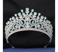 Opal Crystal Crown Women Girls Elegant Bride Queen Bridal Tiaras Hair Accessories Wedding Gift Headbands silver EN8 opal
