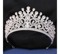 Opal Crystal Crown Women Girls Elegant Bride Queen Bridal Tiaras Hair Accessories Wedding Gift Headbands silver