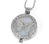 Opal Crystal Necklace for Women Men,Essential Oil Diffuser Charm with Silver Chain,Locket Aromatherapy Pendant Chork Amulet Jewelry Gifts for Girls Birthday Christmas Opal