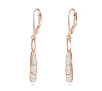 Opal Drop Dangle Earrings for Women 925 Sterling Silver Three-Tier Design Rose Gold Plated Leverback Earrings Jewelry Gift for Christmas, Mother's Day, Birthday