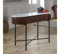 Opal Fluted Console Table - 2 Drawer - White Marble Top - Mango Wood