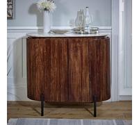 Opal Fluted Drinks Cabinet - White Marble Top - Mango Wood