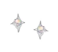 Opal-Inspired Octagram Star Stud Earrings with Shimmer Center