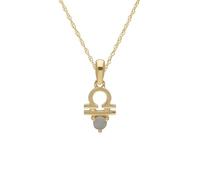 Opal Libra Zodiac Charm Necklace in 9ct Yellow Gold
