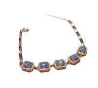 Opal Natural Multicolor opal Bracelet Natural gemstone Bracelet 925 silver bracelet Elegant classic Square women party fine Jewelery
