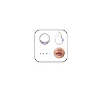Opal Nose Ring for Women Thin Gold Nose Ring Trendy Purple Hoop Nose Ring 316L Surgical Steel Nose Rings Nose Piercing Jewelry, N, Alloy Steel, No Gemstone