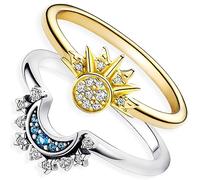 Opal Rings for Women,925 Sterling Silver Stackable Cubic Zirconia Ring Set Crown Rings Opal Stone Crystal Jewelry