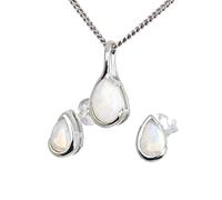 Opal Set Necklace Earrings Sterling Studs Pear Ojewellery White One Size