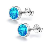 Opal Stud Earrings for Women Girls Kids Teens 925 Sterling Silver Small Cute Stud Earrings Owl Turtle Cat Unicorn Animal Hypoallergenic Earrings for Sensitive Ears Valentine's Day Birthday Gifts