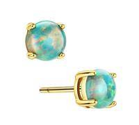 Opal Stud Silver Earrings For Women Sterling Silver Solitaire Gemstone Prongs Setting Earrings For Girls S925
