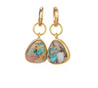 Opal Turquoise Gemstone Gold Vermeil Hoop Earrings Harfi Gold One Size