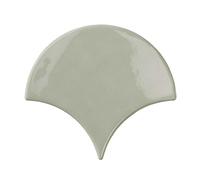 Opal Wall Fish Scale Gloss Mermaid Fan Ceramic Bathroom Tile | Green Cut Sample
