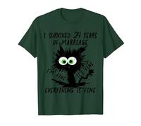 Opal Wedding I Survived 24 Years of Marriage T-Shirt, Men, Dark Green, XX-Large