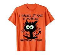 Opal Wedding I Survived 24 Years of Marriage T-Shirt, Men, Orange, 3X-Large
