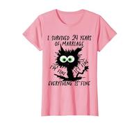Opal Wedding I Survived 24 Years of Marriage T-Shirt, Women, Pink, Medium