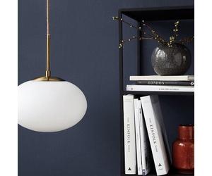 Opal White Lamp Brass Pendant Ceiling Glass Light Lamp by House Doctor Medium