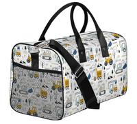 Opalaughs Gym Bag for Men Women Construction Machines Cars Truck Tractor Sport Travel Duffle Bag, white, S, Cute