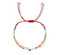 Opalencian Colorful Beads White Evil Eyes Drawstring Bracelet for Women,Dainty Gold Beaded Bracelet Friendship Good Luck Charm Jewelry Gifts