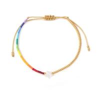 Opalencian Rainbow Gold Beaded Drawstring Bracelets for Women Dainty White Pendant Friendship Bracelet,Handmade Fashion Charm Jewelry Gifts, 5 UK, Crystal, no gemstone