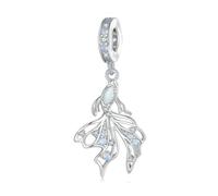 Opalescent Ocean Deep Blue Charm 925 Sterling Silver Blue Murano Glass Ocean Bead Sea Turtle Dolphins Mermaid Animal Charms for Pandora Bracelet (Fish Charm)