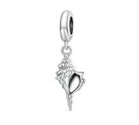 Opalescent Ocean Deep Blue Charm 925 Sterling Silver Blue Murano Glass Ocean Charm Sea Turtle Dolphins Mermaid Animal Charms for Pandora Bracelet (Conch Pendant)
