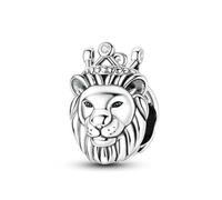 Opalescent Ocean Deep Blue Charm 925 Sterling Silver Blue Murano Glass Ocean Charm Sea Turtle Dolphins Mermaid Animal Charms for Pandora Bracelet (Lion)