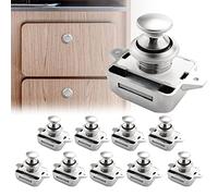 Opaltool 10pc Push Button Latch Lock, 15-18mm Latch Knob Keyless Door Lock for RV Boat Yacht Campervan Cupboard Door Cabinet