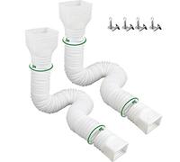 Opaltool 2pc Rain Gutter Downspout Drain, White Gutter Connector Flexible Down Spout Drain Extender from 21 to 60 Inches, Rainwater Drainage Pipe Connector Extendable for Most Residential Downspouts