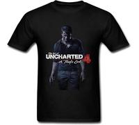 Opand Uncharted 4 A Thief's End Game Mens T-Shirt Graphic Unisex Black Tee