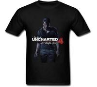 Opand Uncharted 4 A Thief's End Game Mens T-Shirt Graphic Unisex Black Tee
