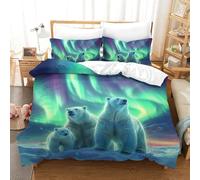 OPANZYYDE 3D Printed Duvet Cover Set Polar Bear Microfiber Comforter Cover with Hidden Zipper with Pillow Case Bedding Cover for Kids Boys Girls Adult Double（200x200cm）