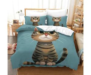 OPANZYYDE Cartoon Cat 3D Printed Duvet Cover Set 3 Pieces Bed Duvet Set Soft Easy Care with Zipper Closure，Pillowcases for Teens And Adults King（220x240cm）