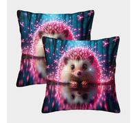 OPANZYYDE Hedgehog with Invisible Zipper Pack of 2 Homeware Cushions Decorative Throw Pillow for Sofa Chair Bedroom Living Room Kitchen Decorative 40x40cm